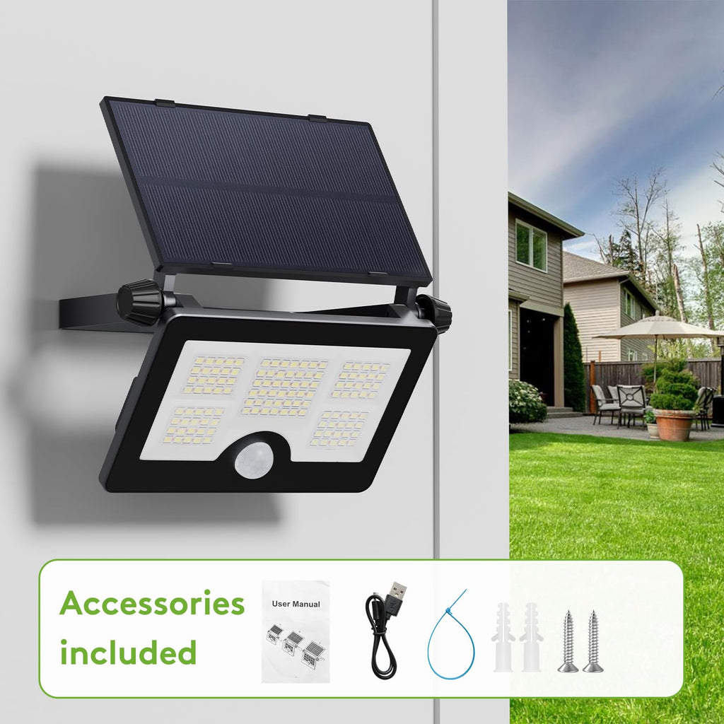 Upgrade Version Solar Outdoor Lights, Ultra Bright Floodlight, Motion Sensing Lights, Waterproof Safetylight, Adjustable