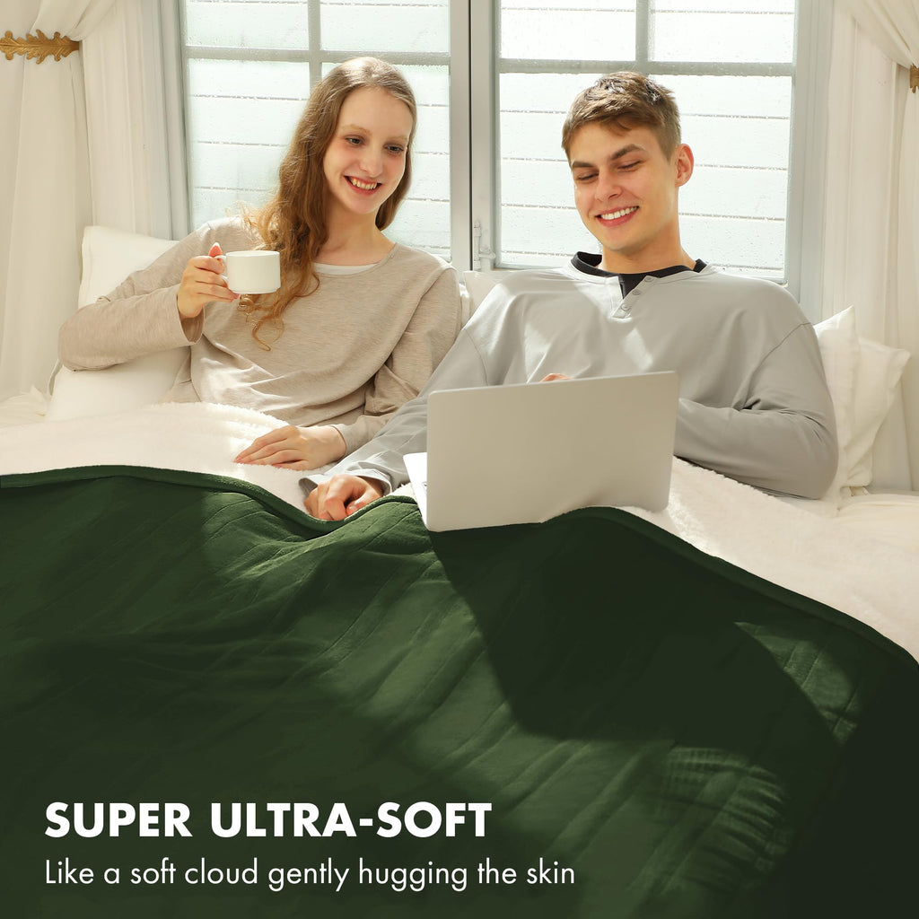 Heated Blanket Green with Dual Control, Overheat Protection