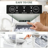 Ice Maker, Portable Ice Makers Countertop with Handle, Basket & Scoop, 26Lbs/24Hrs, 9 Bullet Ice Cubes in 6 Mins, 2