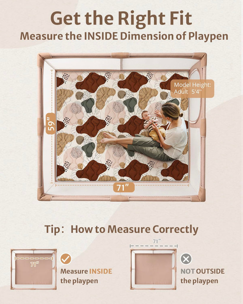 Play Mats for Floor, 71x59 Inch Extra Thicker & Large Soft Cushioning Foam Playmats for Babies and Toddlers, Foldable