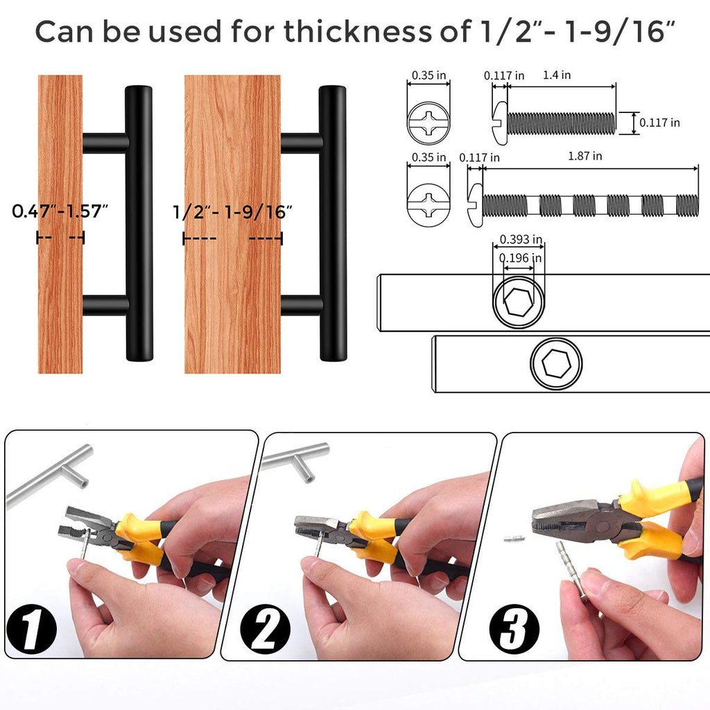 Cabinet Pulls,7.38" Length, 5" Hole Center,Matte Black,30 Pack