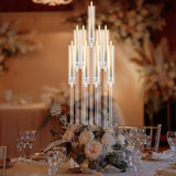 Tessco 4 Pcs 9 Arm 42.5" Acrylic Candelabra Table Centerpiece Floor Candelabras Clear Candle Holder with Removable