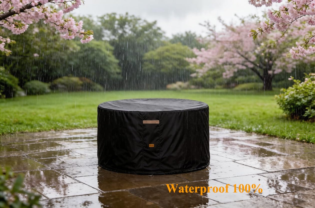 Pit Cover Round Patio Outdoor Waterproof 32Dia Black