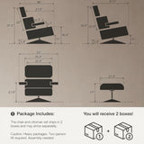 Modern Reading Chair and Ottoman — White Leather
