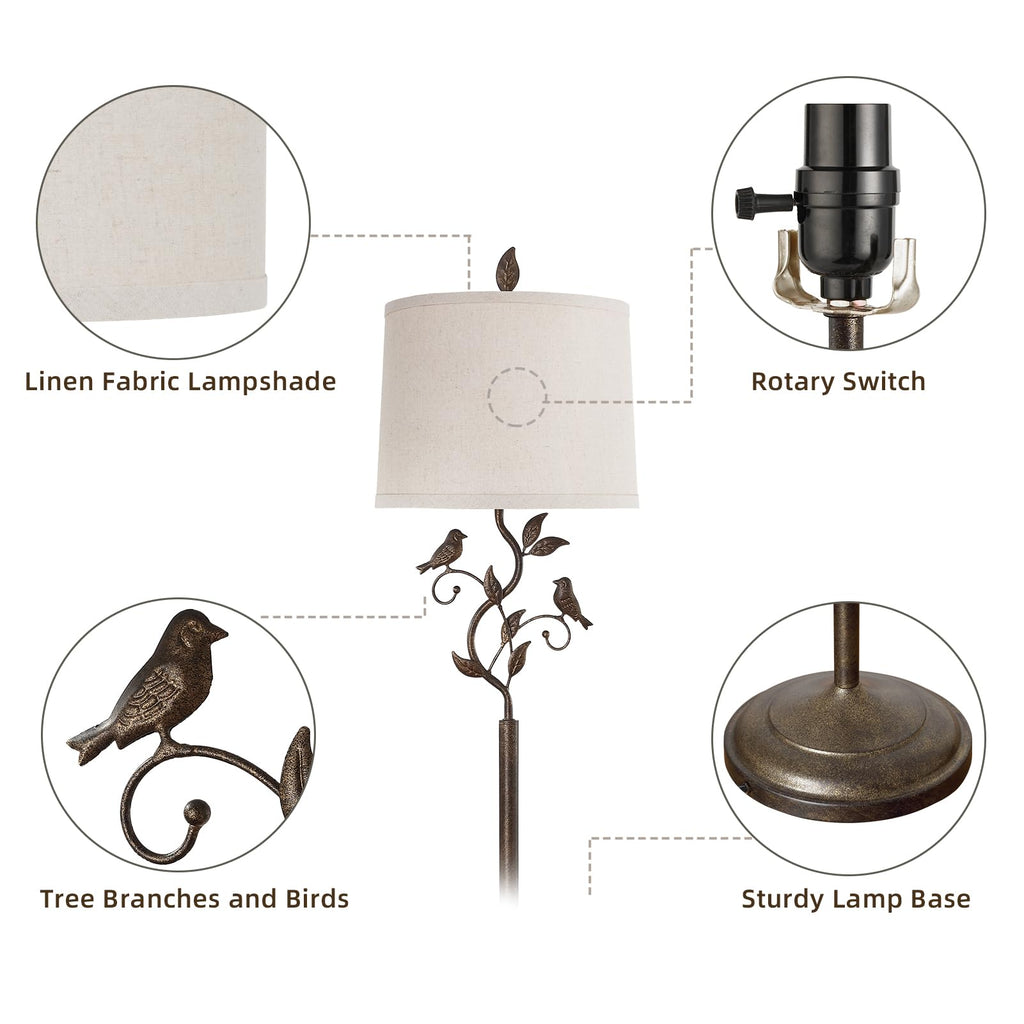63" Farmhouse Iron Leaf Floor Lamp