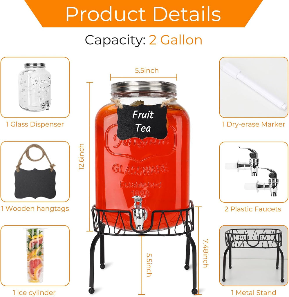 1 Pack 2 Gallon with Stand, Ice Core, Spigot