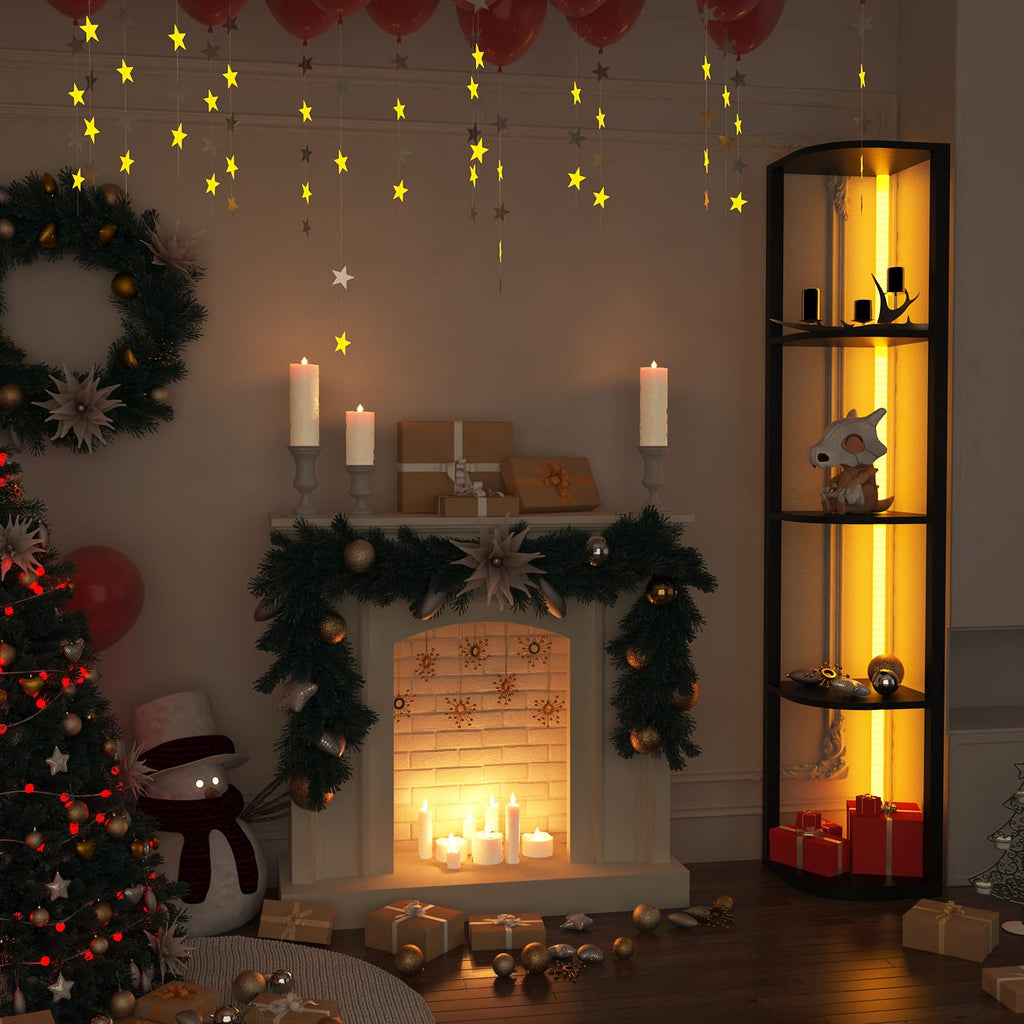 5 Tiers Corner Shelf with Light Tall Display Shelf for Collectibles Control Multiple Color Lights via APP and Remote