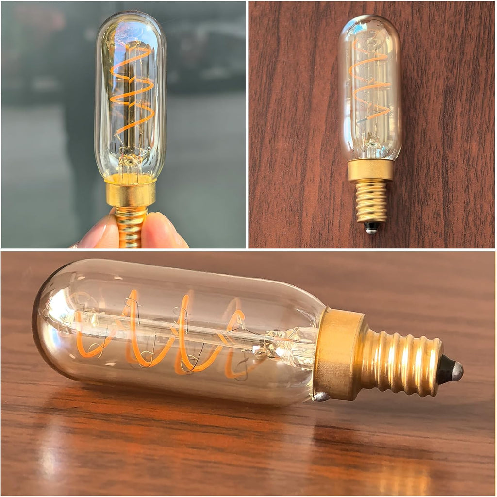 Dimmable LED Edison Candelabra Bulb E12 Spiral Filament 4W 2200K Amber Glass 6-Pack