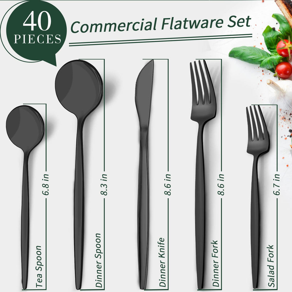 Matte Black Silverware Set for 8, Stainless Steel Flatware Cutlery Set, Cutlery Kitchen Utensils Set