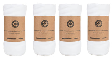 Cotton White Swaddle Blankets - 4 Piece Set of Organic Gauze Muslin Swaddle Blankets - Breathable and Multi-Purpose