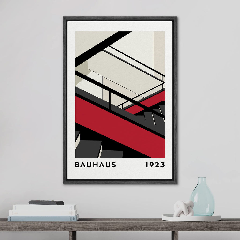 Framed Canvas Print Wall Art Bauhaus Geometric Staircase Collage Abstract Shape Illustrations Modern Decorative