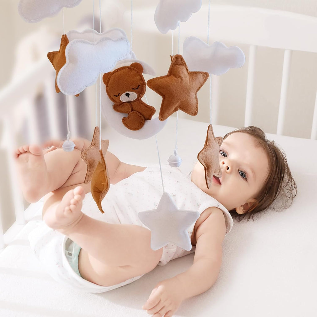 Baby Crib Mobile - Bear Mobile for Crib, Felt Cloud Nursery for Boys and Girls, Baby Bassinet Mobile Toy - Shower Set