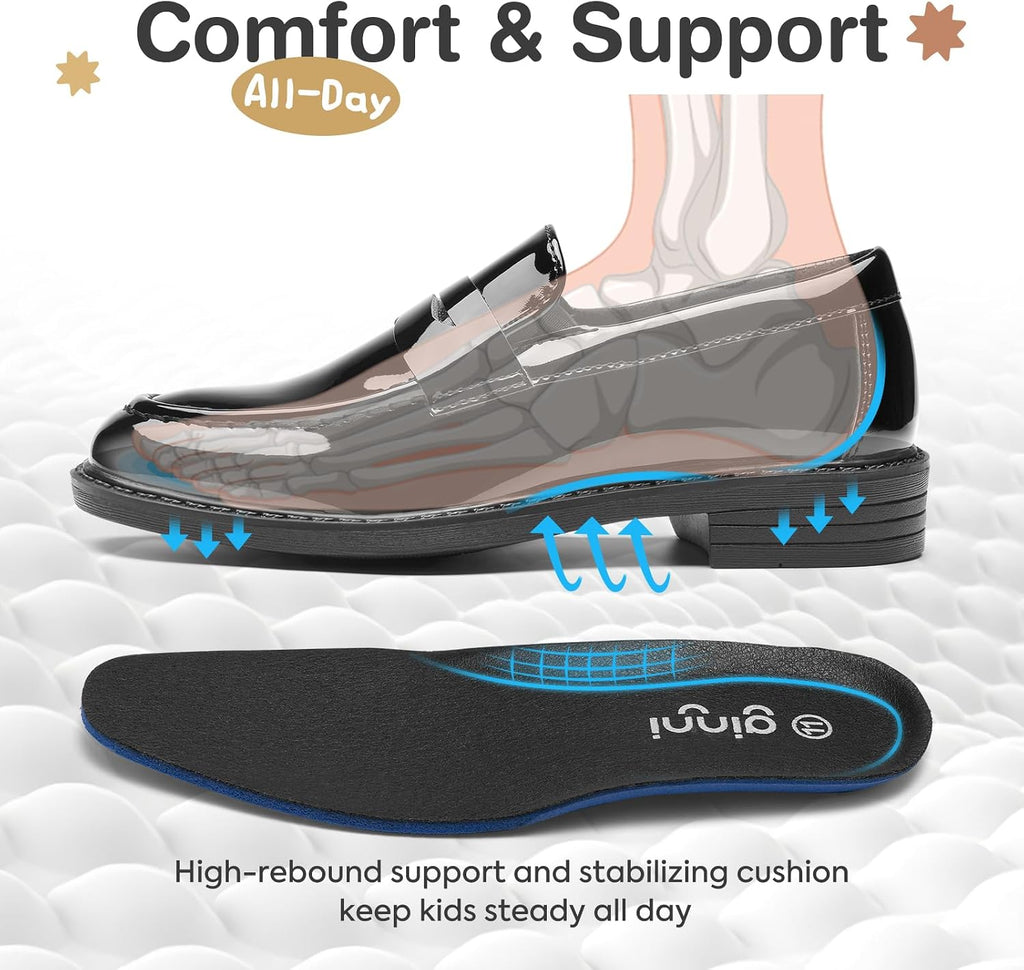 Boys Slip-On Dress Shoes, Kids Penny Loafers for Formal Party Casual