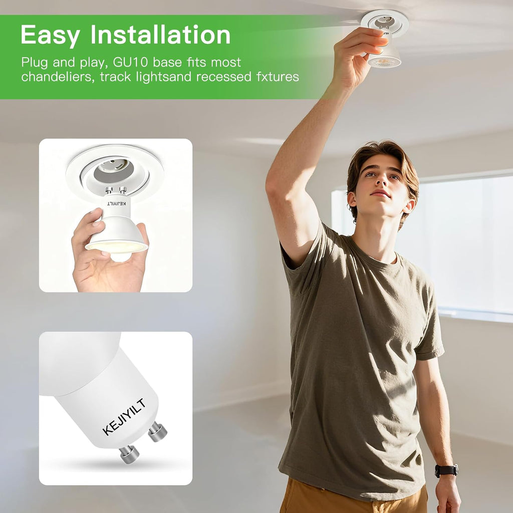 10 Pack GU10 Dimmable LED Bulbs, 650 Lumens