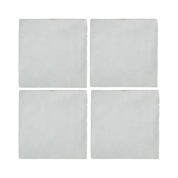 5x5 Glossy White Zellige Look Ceramic Wall Tile - Handmade Style Square Field Tile (4 Pieces)