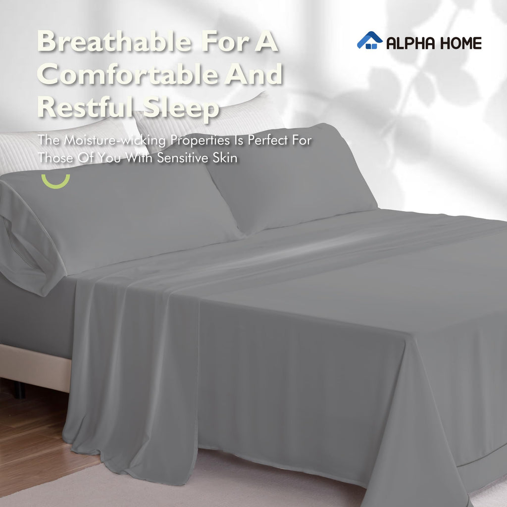 Deep Pocket California King Sheet Set, 100% Organic Viscose Derived from Bamboo, Bedding Sheet Set, Moisture-Wicking