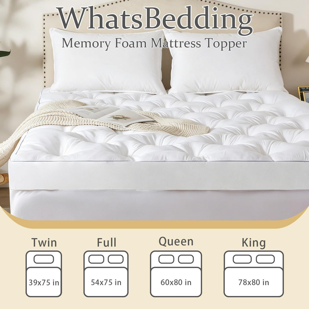 5 Inch Memory Foam Mattress Topper with Deep Pocket, Queen | Extra Thick 2000 GSM Pillow Top, Soft Bed Topper for