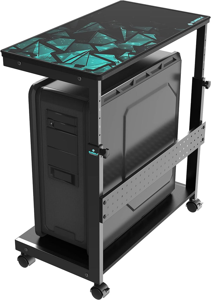 60 inch Gaming Desk with Height Adjustable Computer Tower Stand, 60 Inch Computer Desk, Large Home Office Curved Desk