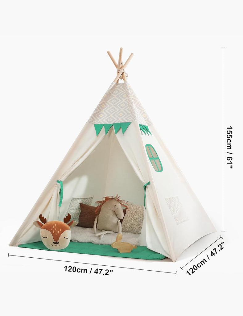Teepee Tent for Kids, Cotton Play Tent with LED Lights