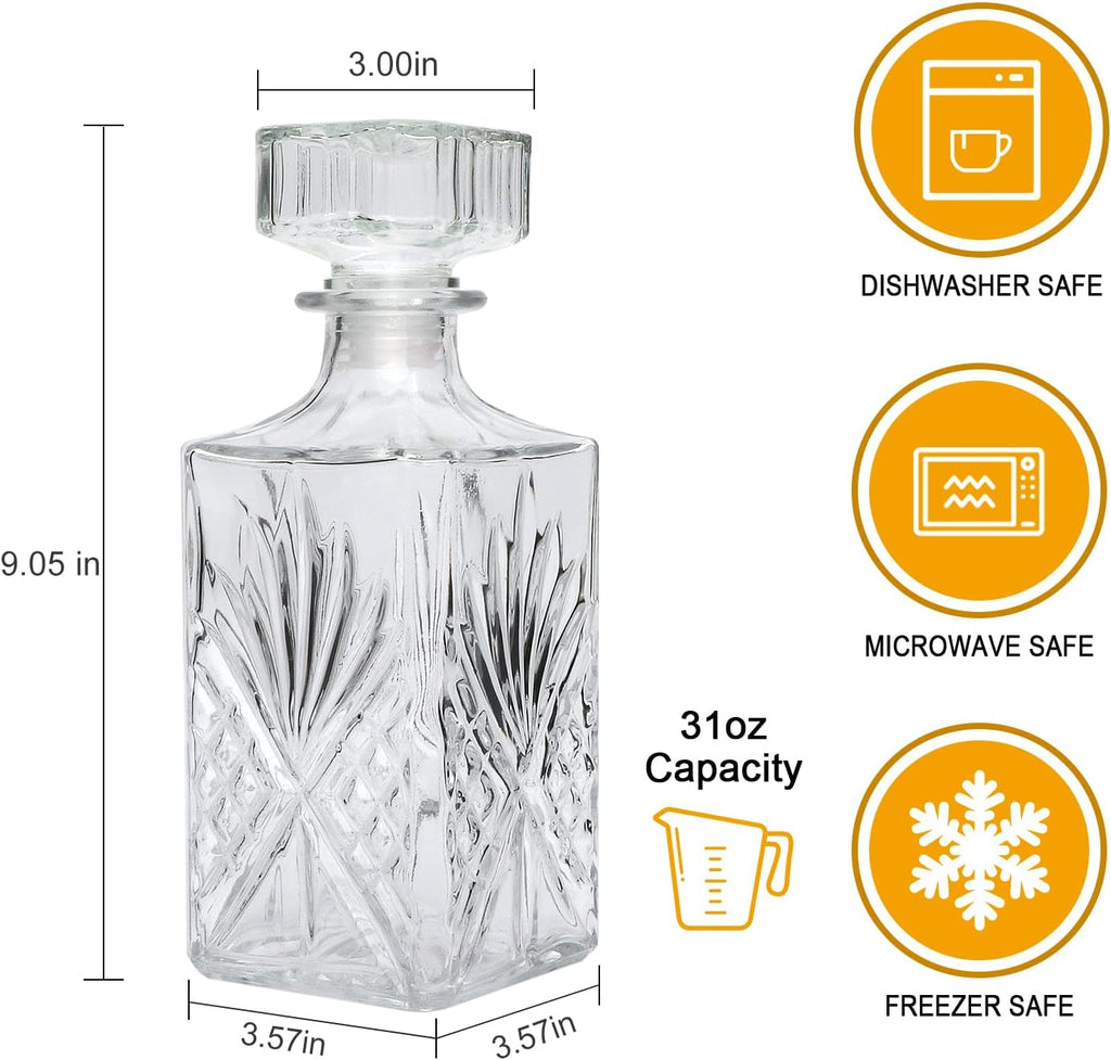 31 oz Whiskey Decanter,3 pack Glass Bottle - Set of 3