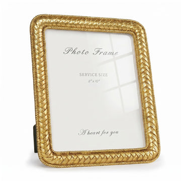 8x10 Gold Picture Frame, Vintage Decorative Rattan Resin Photo Frame