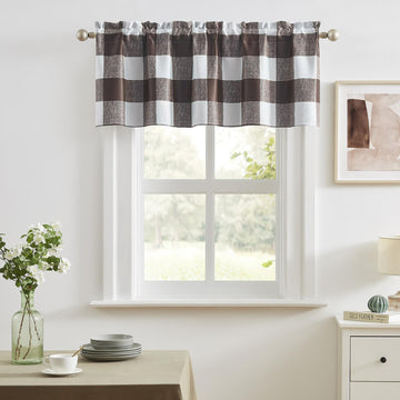 Buffalo Check Plaid Valance Curtains Windows, Farmhouse Checkered Bedroom Living Room Rod Pocket Blackout Curtain