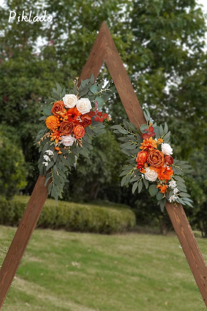 Faux Flower Swag Set of 2 for Wedding Welcome Signs Floral Swag Reception Ceremony Decor Orange