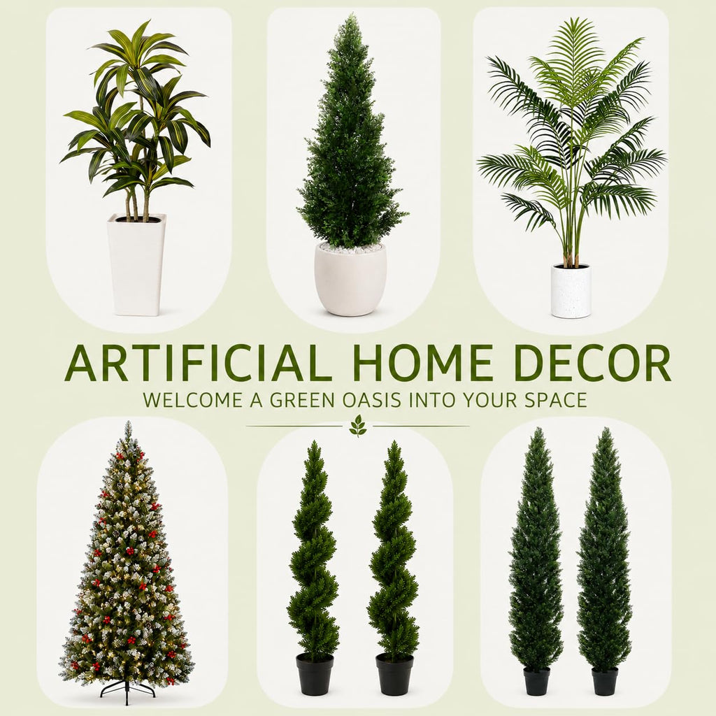 6FT Artificial Boxwood Spiral Topiary Tree for Outdoor & Indoor Decor - Faux UV Resistant Tall Front Door Plant in
