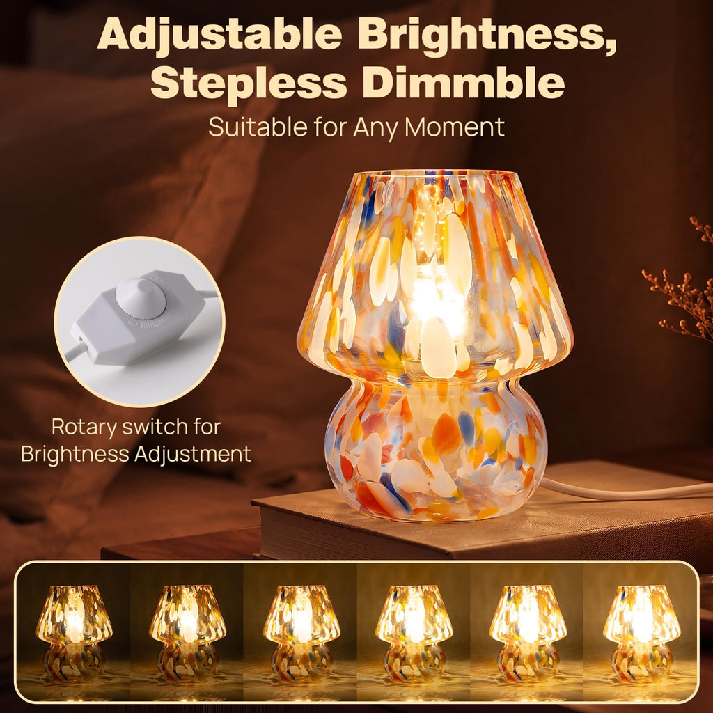 Small Mushroom Table Lamp for Bedside & Nightstand, Murano, Mixed