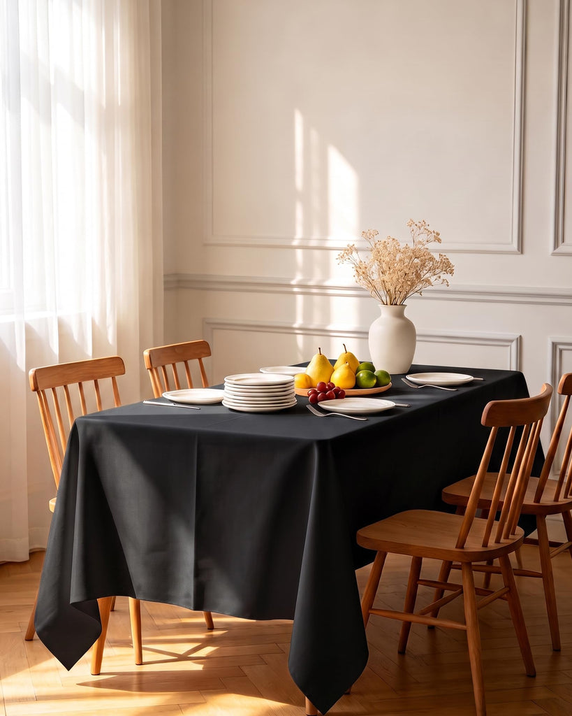 Black Polyester Table Cloth, 6 Pack, 60 x 102 in