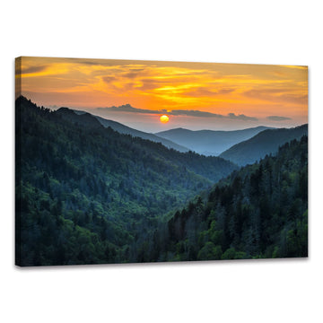 Forest Sunrise Wall Art Decor Great Smoky Mountains Photo Prints National Park Landscape Canvas Painting Artwork