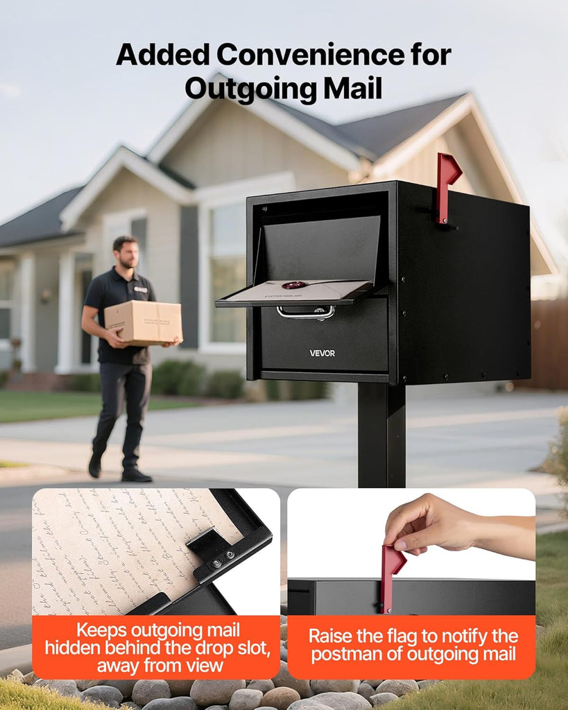 Post Mount Mailbox, Anti-Pry & Anti-Theft Mailboxes Lockable Mail Box with Magnetic Door