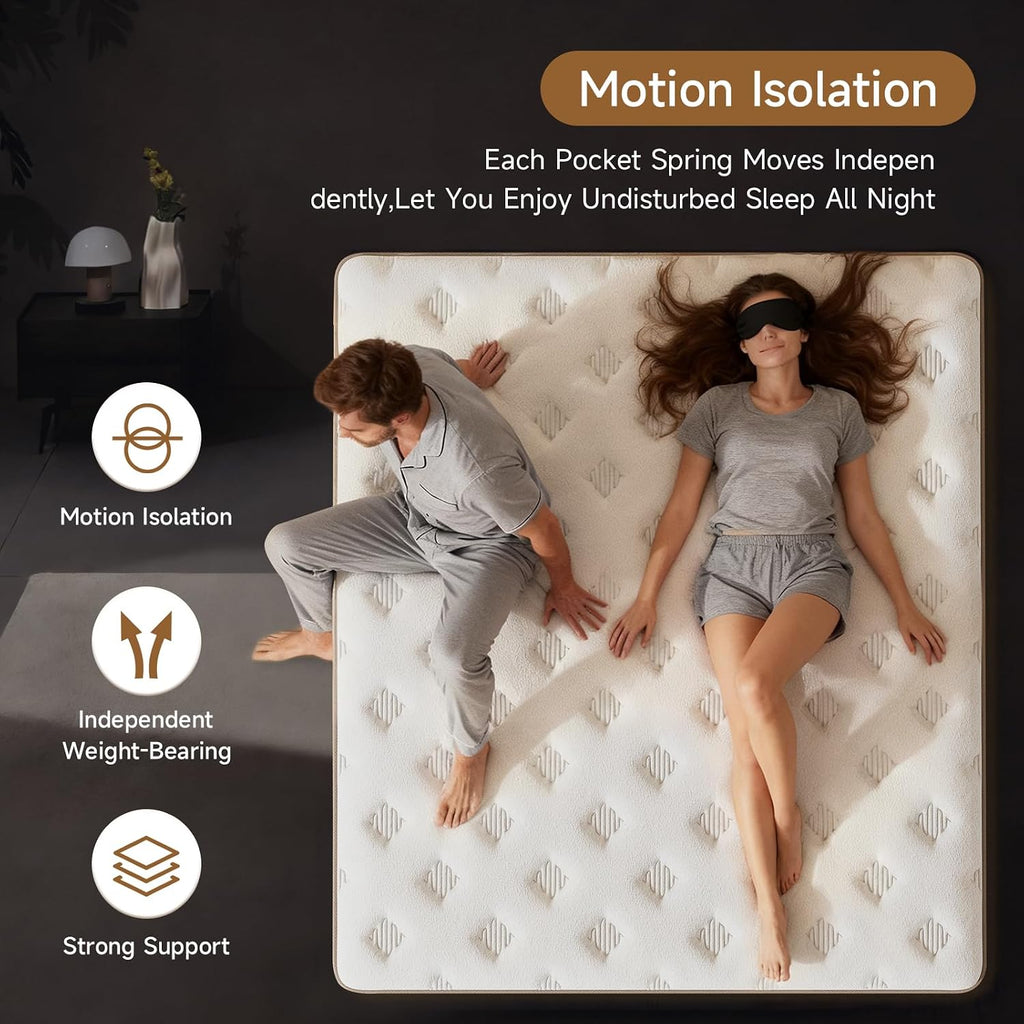 Queen 12 Inch Hybrid Mattress in a Box, Medium Firm, Gel Cooling | Memory Foam & Pocket Springs, Pressure Relief