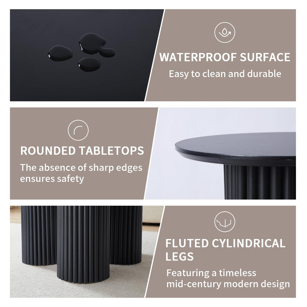 Black Round Nesting Coffee Set of 3