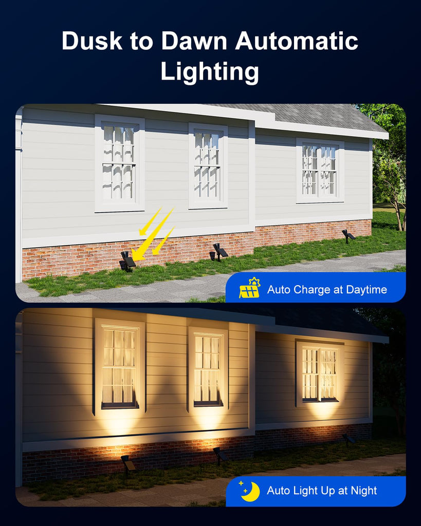 6 Pack Solar Spot Lights Outdoor Warm White LED Waterproof Landscape
