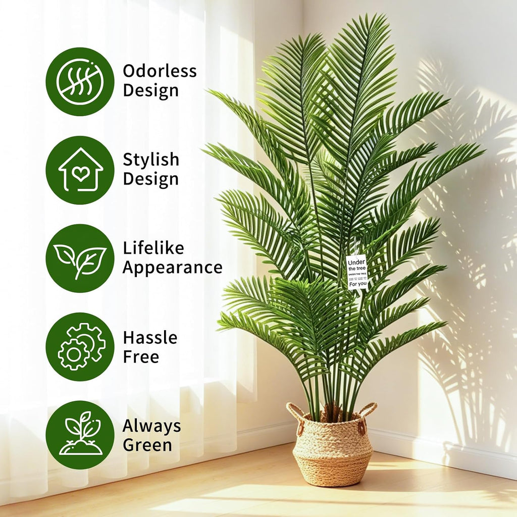 6FT Artificial Palm Tree with Hand-Woven Basket