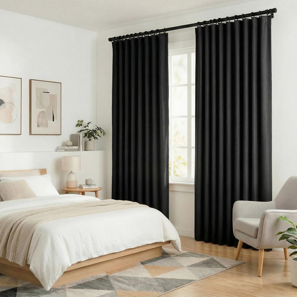 Blackout Curtains Room Darkening Curtains Ceiling Door Curtain(Black Drape 1 Panel, W52 x L84