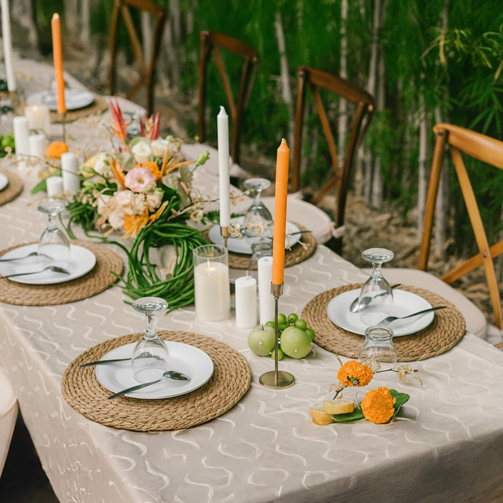 13Inch Round Water Hyacinth Placemats, Boho Natural Hand Woven Braided Place Mats, Heat Resistant Rustic - Set of 6