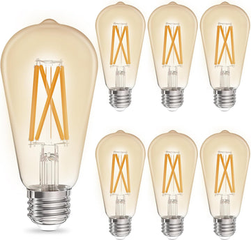 ST19 Filament Amber Glow Vintage Edison Light Bulb Filament Bulb 5W with Amber Glass, 90+ High CRI, Dimmable 2200K