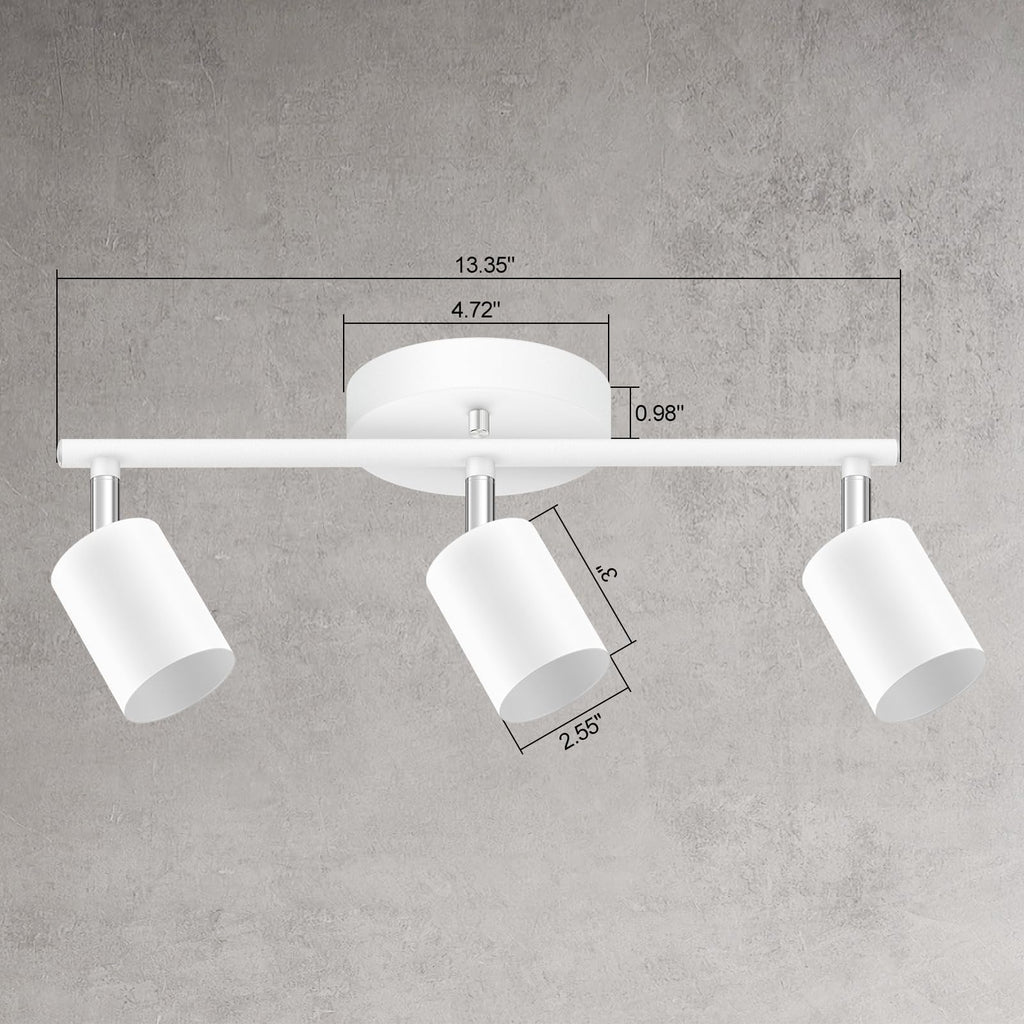 White Track Lighting, 3 Light Track Lighting Kit, White 3 Way Modern Ceiling Spotlight, Flexibly Rotatable Light