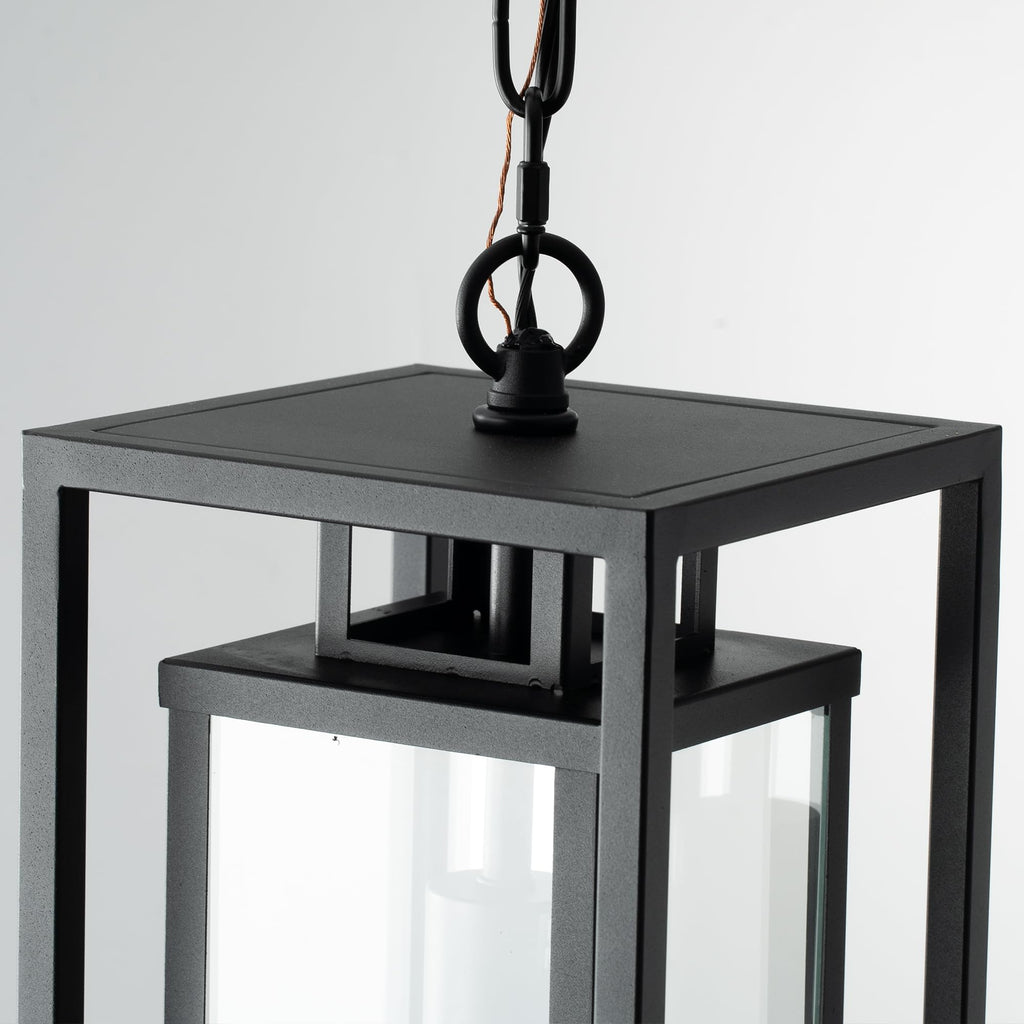 18" Matte Black Outdoor Pendant Lights for Front Porch Hanging Lamps