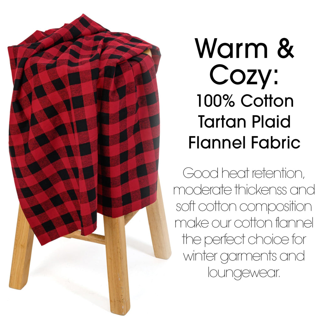 Textiles 3 Yard Bolt Red & Black Buffalo Plaid Flannel Fabric