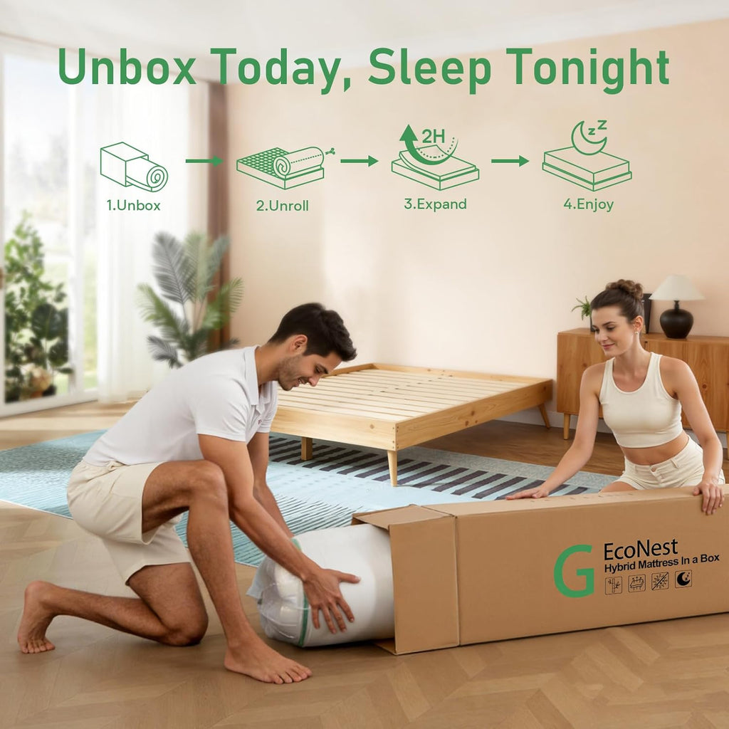 Full XL Mattress 14 Inch, Hybrid Full XL Memory Foam Mattress Medium Firm with 7-Zone Pocketed Coils for Back Pain