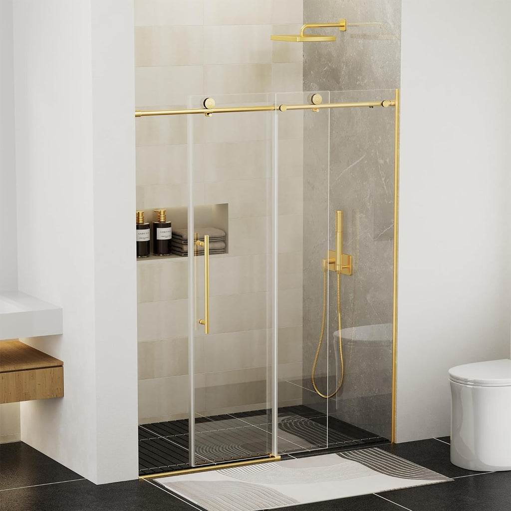 Frameless Sliding Shower Door 56-60 in W x 75 in H, Frameless Shower Door with 5/16" (8mm) Clear Tempered Glass