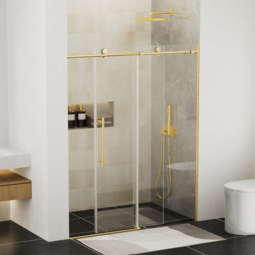 Frameless Sliding Shower Door 56-60 in W x 75 in H, Frameless Shower Door with 5/16" (8mm) Clear Tempered Glass