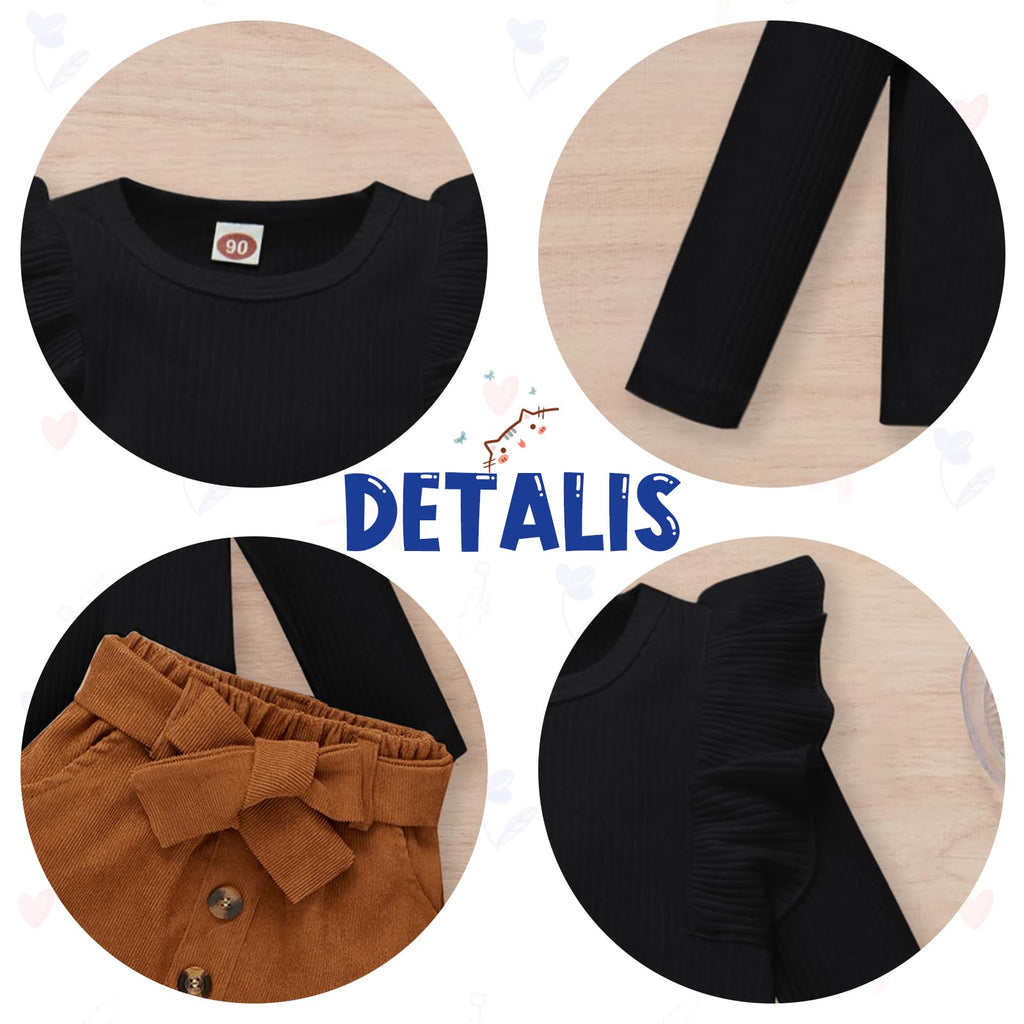 Toddler Baby Girl Fall Winter Clothes Long Sleeve Ruffle Shirt Corduroy Mini Skirt Infant Girl A-line Dress Clothing