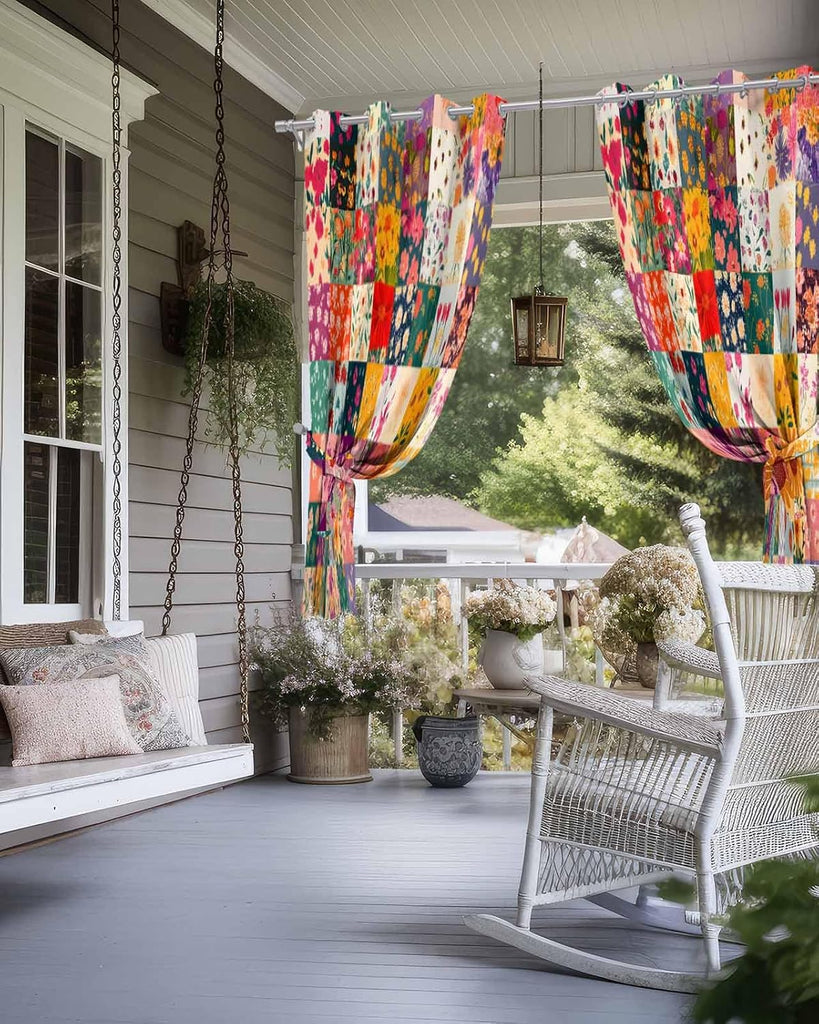 Vintage Flowers Outdoor Curtains Waterproof,Wildflower Floral Boho Daisy Botanical Grommet Privacy Curtain Drapes