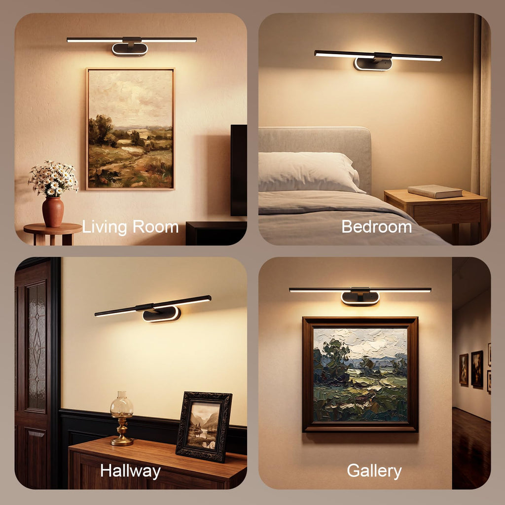 24" Wireless Picture Lights for Wall, Rechargeable Art Light with Timer