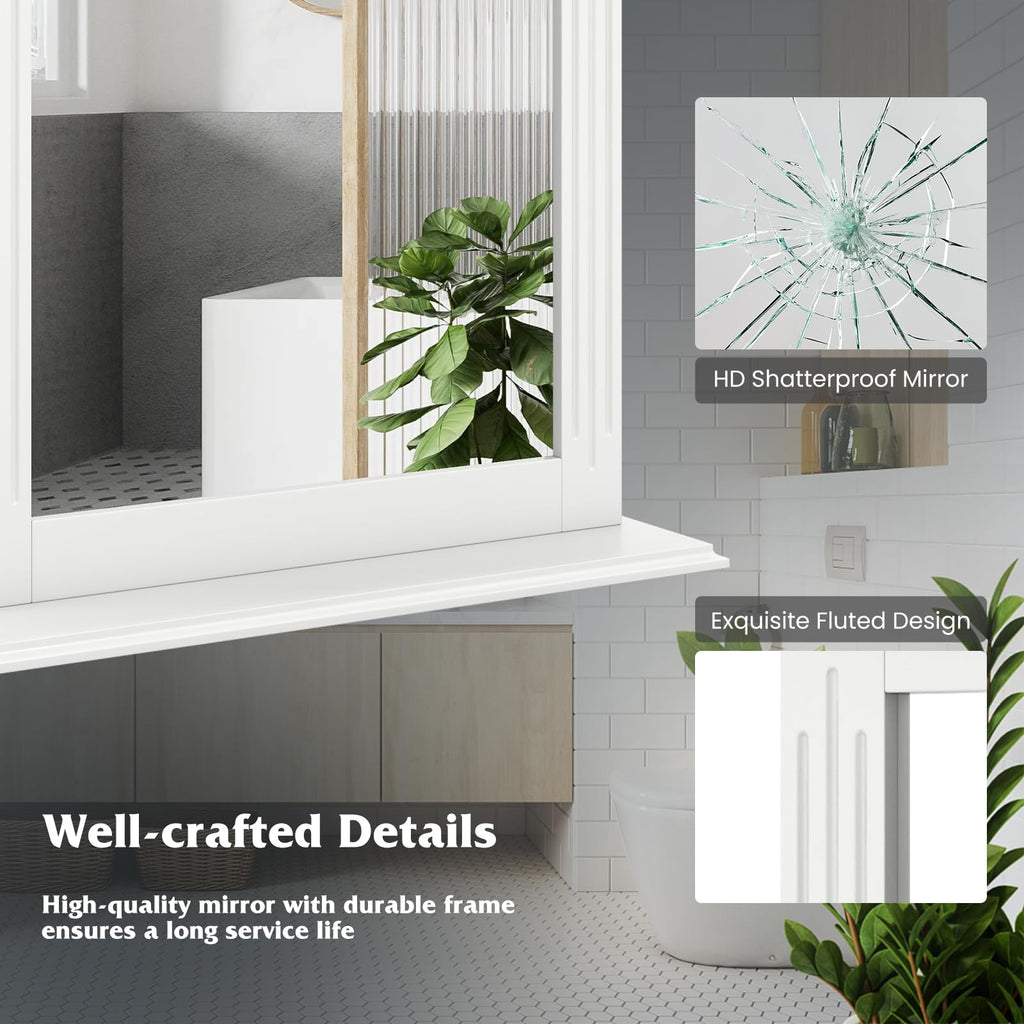 Wall Mounted Bathroom Mirror with Built-in Storage Shelf