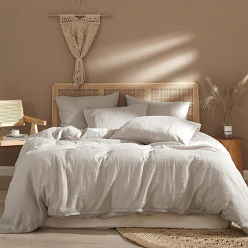 Pure Linen Duvet Cover, 100% Washed French Flax 3 Pieces